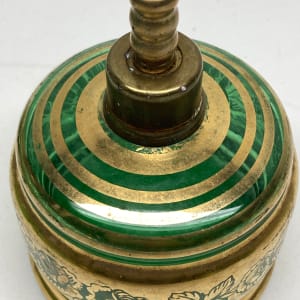 Green glass Art Deco Perfume bottle with spray 