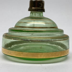 Green glass Art Deco Perfume bottle with spray 