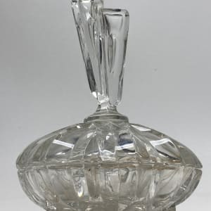 Clear glass Art Deco Perfume covered powder dish 