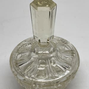 Clear glass Art Deco Perfume covered powder dish 