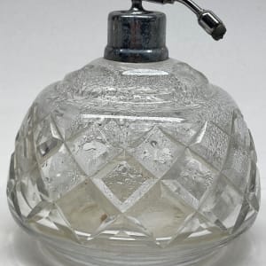 Clear glass Art Deco Perfume bottle with spray 