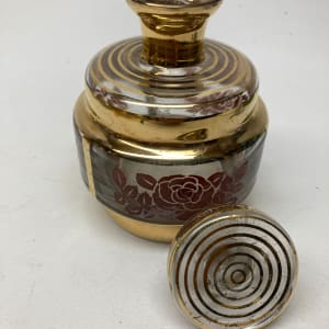 Amber glass with gold Art Deco Perfume with top 
