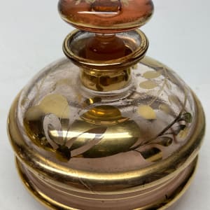 Pink glass with gold Art Deco Perfume with top 