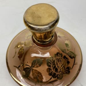 Pink glass with gold Art Deco Perfume with top 