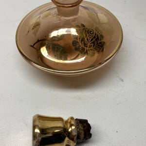 Pink glass with gold Art Deco Perfume with top 