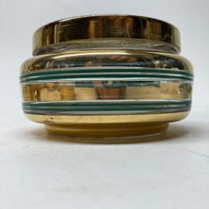 Amber with gold glass Art Deco Perfume covered perfume dish 