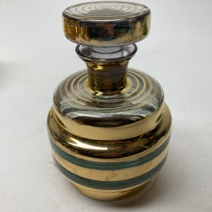 Amber glass with gold Art Deco Perfume with top 