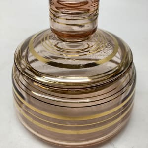 Pink with gold glass Art Deco Perfume covered perfume dish 