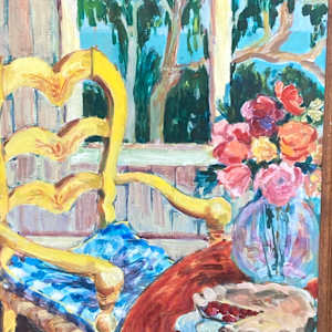 Original painting on canvas of yellow chair, Image 1.