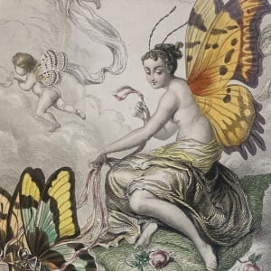 Hand colored Fairy steel engraving circa 1830's 