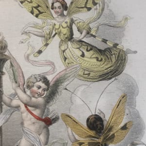 Hand colored Fairy steel engraving circa 1830's 