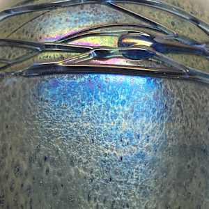 Blue art glass narrow vase 