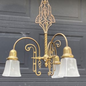 Art Deco brass chandelier 