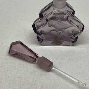 Art Deco etched bird motif perfume bottle 