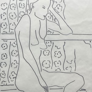 Framed original ink drawing of a nude figure 