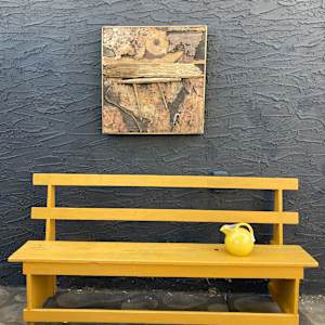 primitive painted bench with back 