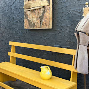 primitive painted bench with back 