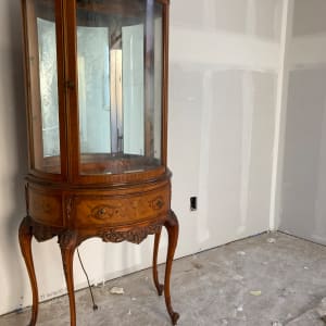 1920's inlaid carved demilune curio 