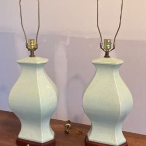 Pair of Celedon table lamps 