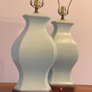 Pair of Celedon table lamps 