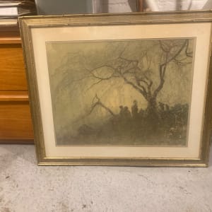 Framed Asian print with flowering blossom tree, Image 2.
