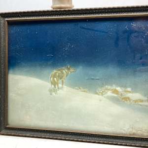 framed lone wolf lithograph 