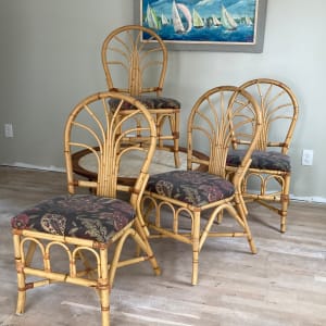 set of 4 rounded back bamboo chairs 