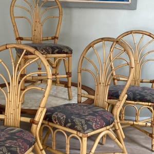 set of 4 rounded back bamboo chairs 