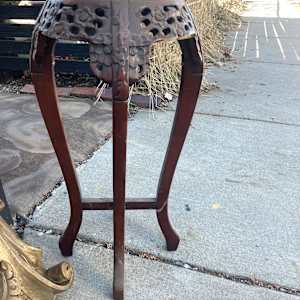 Carved Chinese pedestal with marble top 