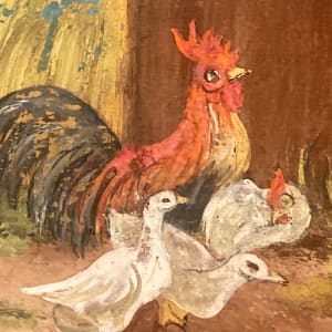 Rooster painting on board 