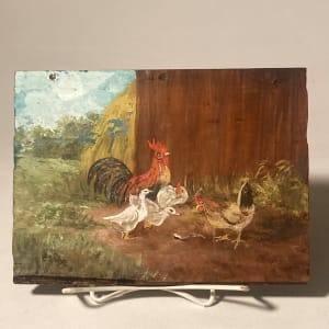 Rooster painting on board 