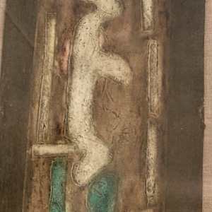 Framed abstract green and gold serigraph by Gildo Bartocci 