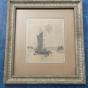 Framed Sail boat engraving 