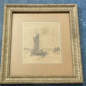 Framed Sail boat engraving 