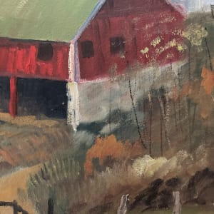 Original painting on board of red barn 