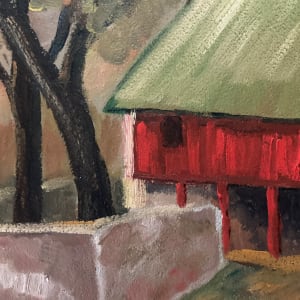 Original painting on board of red barn 