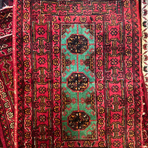trimmed hand made Turkish wool rug 