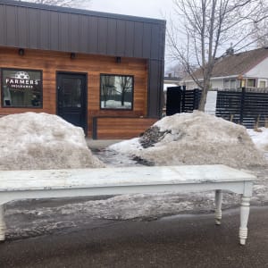 White painted harvest farm table 