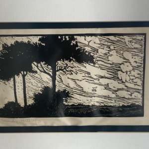 framed original woodblock print "Windy Hilltop" 