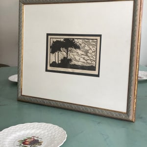 framed original woodblock print "Windy Hilltop" 