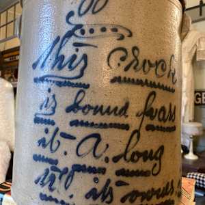 19th century decorated cobalt slip crock ~ RARE 