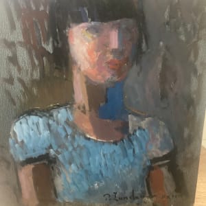 original painting on board of young girl 