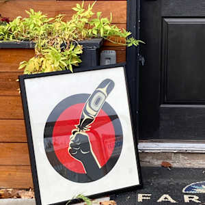 NW graphic serigraph of fist and feather Andy Everson "Idle No More" 