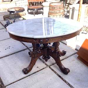 Oval marble top table 