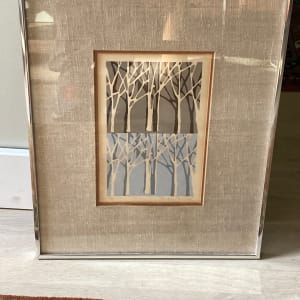 Framed signed silkscreen of trees by Sarah Russell 