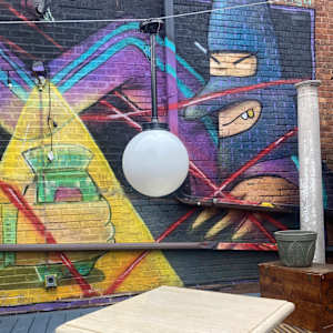 MCM glass ball light fixture 