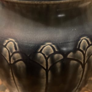 Incised blue arts n crafts vase 