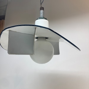 Large white enameled industrial light fixture 