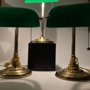 Banker lamp with Emerald glass shade 