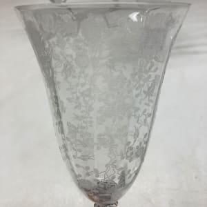 4 etched "Rose Point" water glasses by Cambridge 